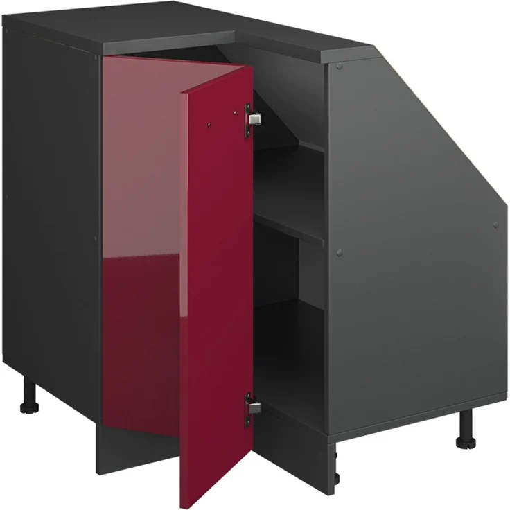 Eck-Küchenschrank für Dachschrägen R-Line Rot Hochglanz 75.6 cm mit 1 Tür Vicco – Bild 4