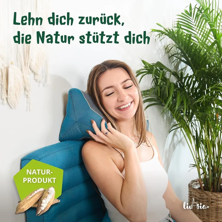 livasia Nackenstützkissen Knochenkissen, vegan und handgefertigt, Ø 15x32cm, Kapok – Bild 2