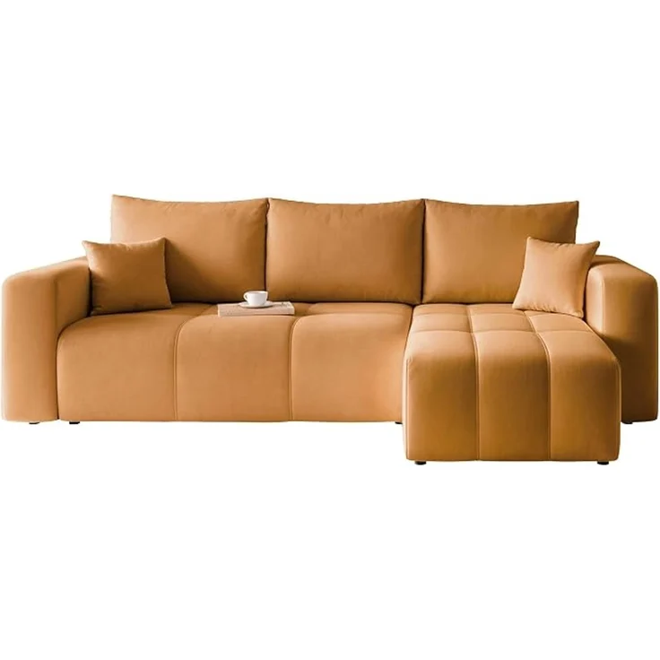 Ecksofa, 248 x 145 cm, mit Bettkasten und Schlaffunktion, gelb – Bild 4