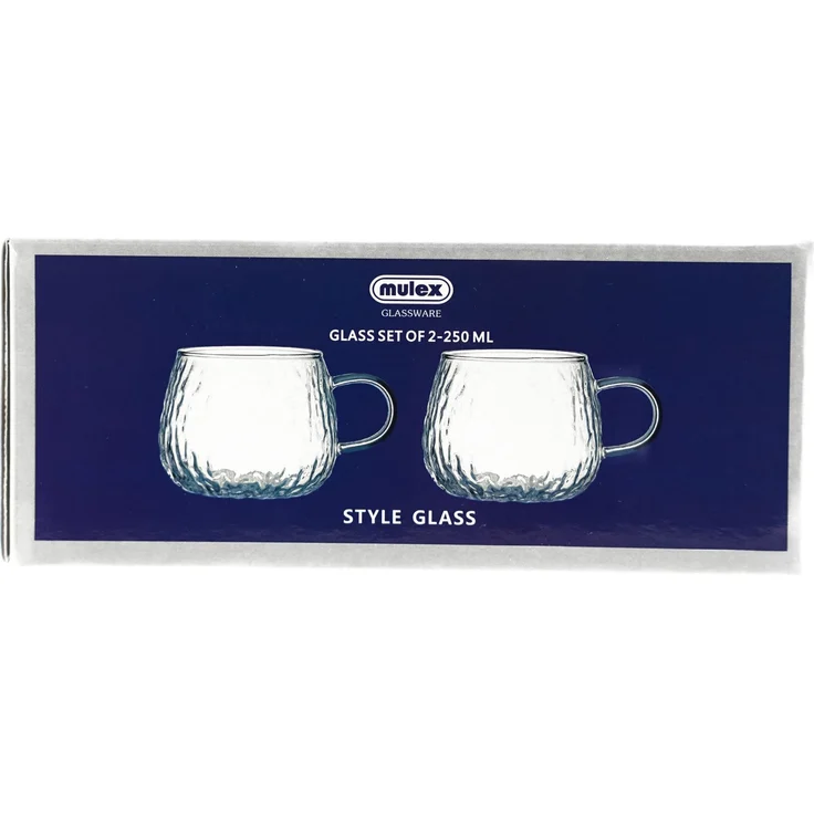 4-tlg. Gläser-Set mit Henkel 250 ml - Hitzebeständiges Glas mit strukturiertem Design – Bild 5