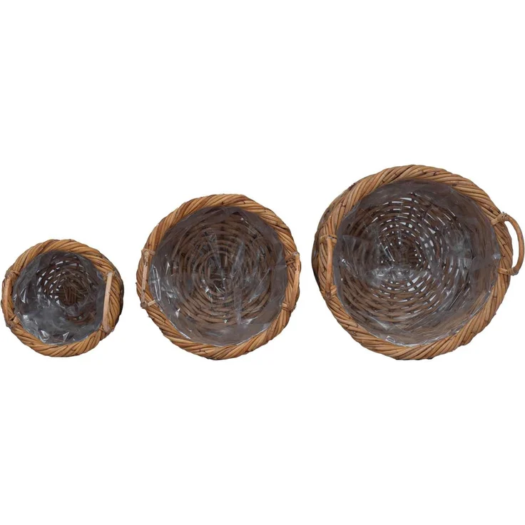 vidaXL Blumentopfkorb mit Speicher GENDT 3 stk. Naturbraun Kubu Rattan 42020956 – Bild 6