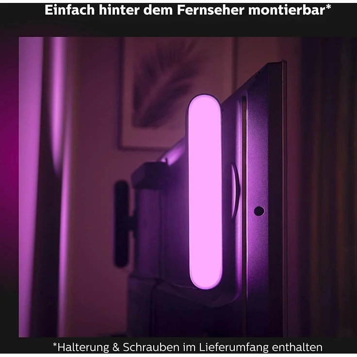 Philips Hue White & Color Ambiance Play Lightbar 2er Pack (500 lm) und Hue Bridge, dimmbare LED-Lightbar für das Hue Lichtsystem mit 16 Mio. Farben, smarte Lichtsteuerung über Sprache oder App,schwarz – Bild 7