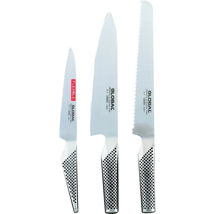Global Kochmesser Set G-9211: Kochmesser + Brotmesser + kleines Filitiermesser