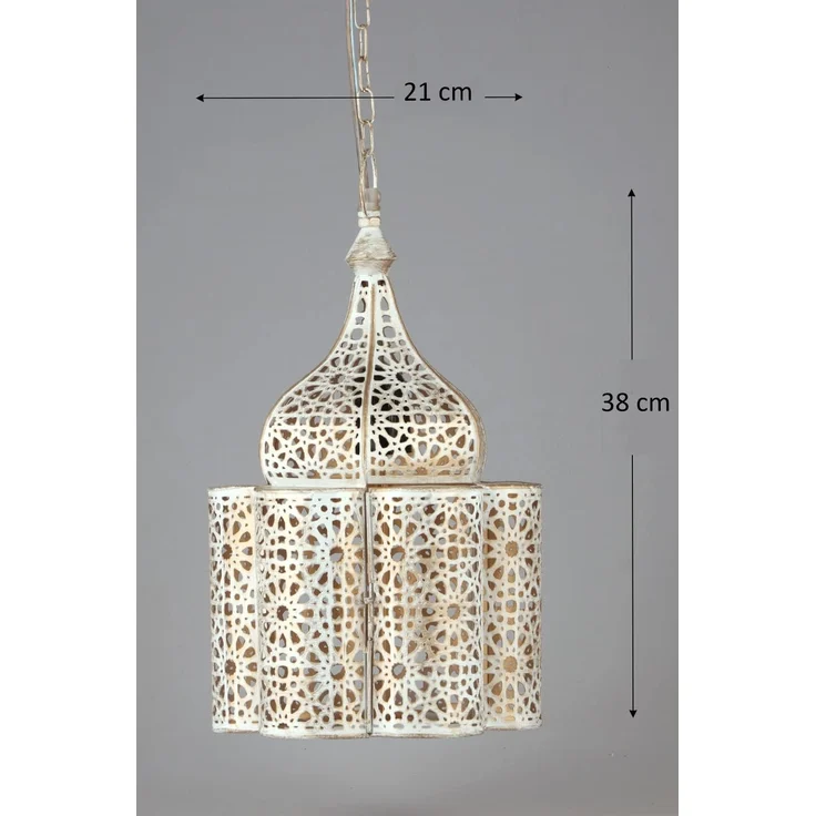 Marrakesch Orient & Mediterran Interior Pendelleuchte Orientalische Lampe Pendelleuchte Feryal Weiss, Handarbeit – Bild 4