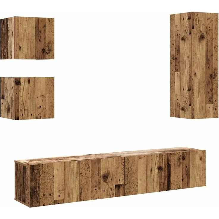 vidaXL 5-tlg. TV-Schrank-Set Wandmontage Altholz-Optik Holzwerkstoff 3328997