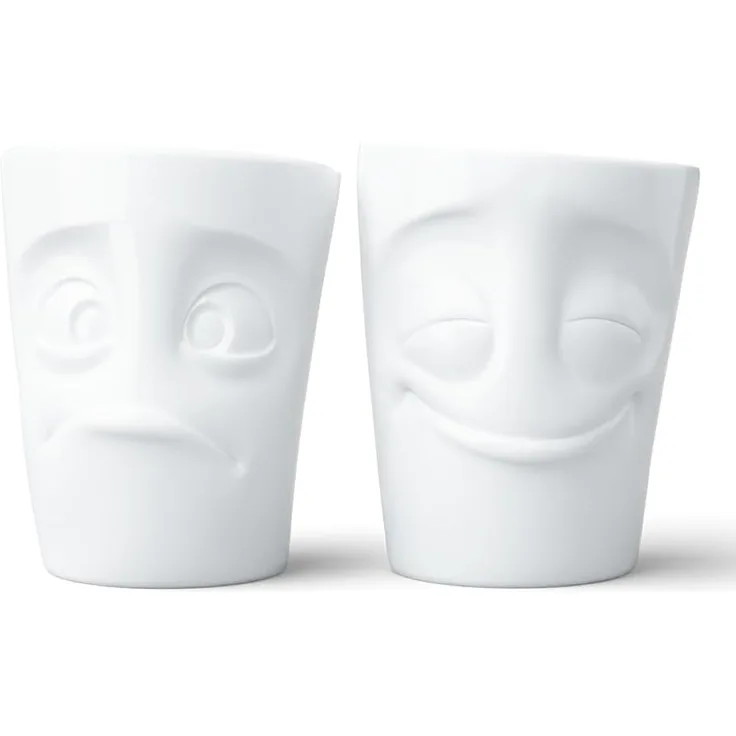 Fiftyeight Becher Set 2 Vergnügt und Verdutzt weiß OHNE Henkel