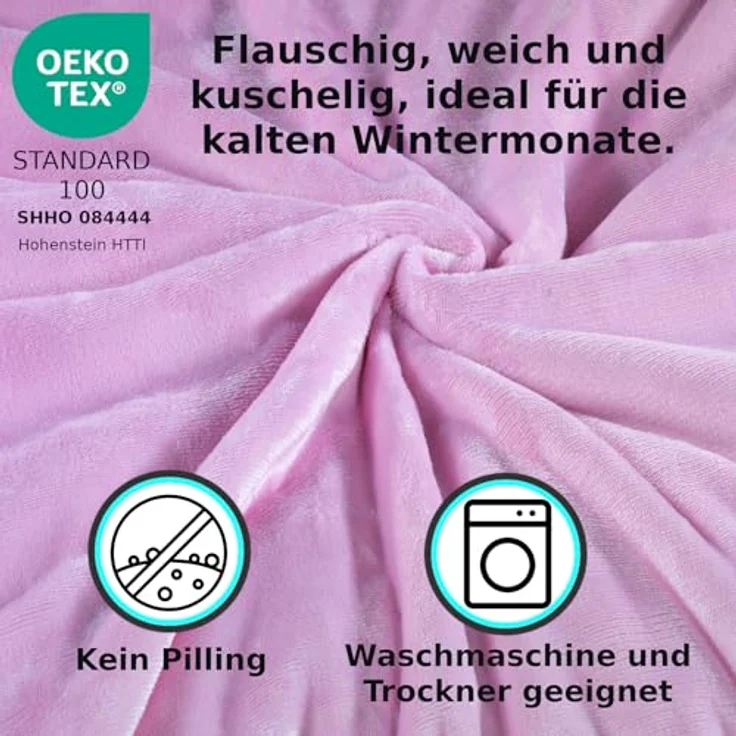 MALIKA® Premium warme Spannbettlaken Cashmere-Touch Bettlaken Jersey Fleece Spannbetttuch Laken, Farbe:Rosa, Größe:120x200 cm – Bild 5