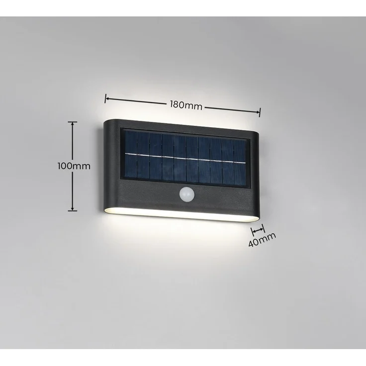 Solar Außenwandleuchte RAMOS auch per USB aufladbar mit Bewegungsmelder, B: 18cm – Bild 5