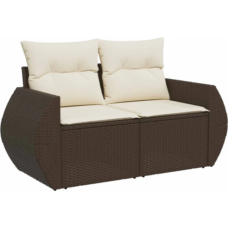 vidaXL Sofa Set 8 stk. Braun und Creme Weiß Polyrattan und Stahl 3448434 – Bild 3