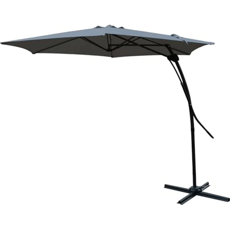 Mojawo Easy Push-Up Ampelschirm, Gartenschirm Anthrazit Ø3,50m mit stabiler Stahlkonstruktion und wetterfestem Polyesterbezug – Bild 1