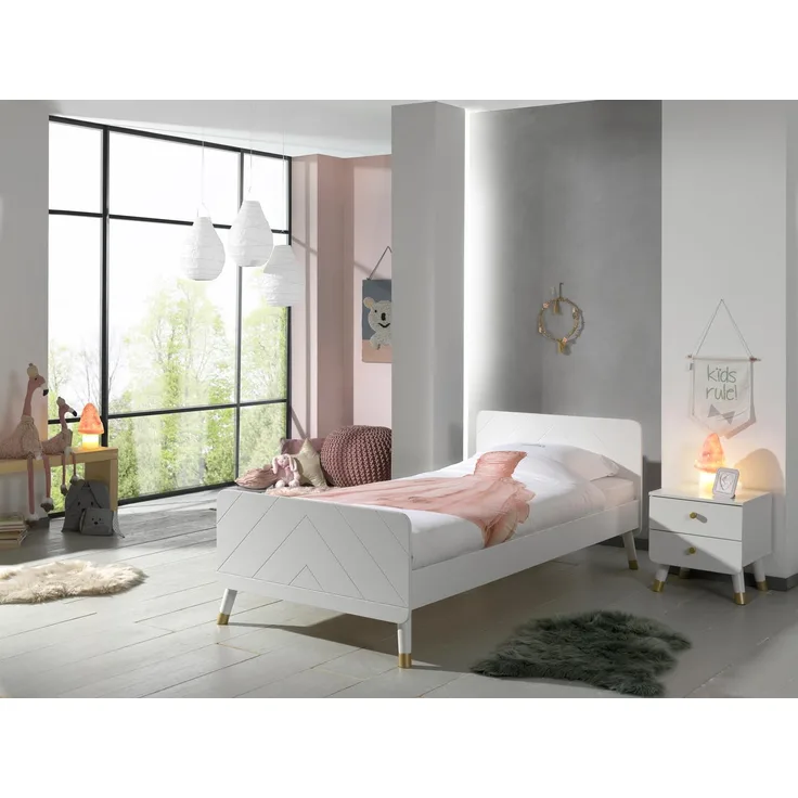 Set BILY Einzelbett mit Nachtkonsole MDF Weiß