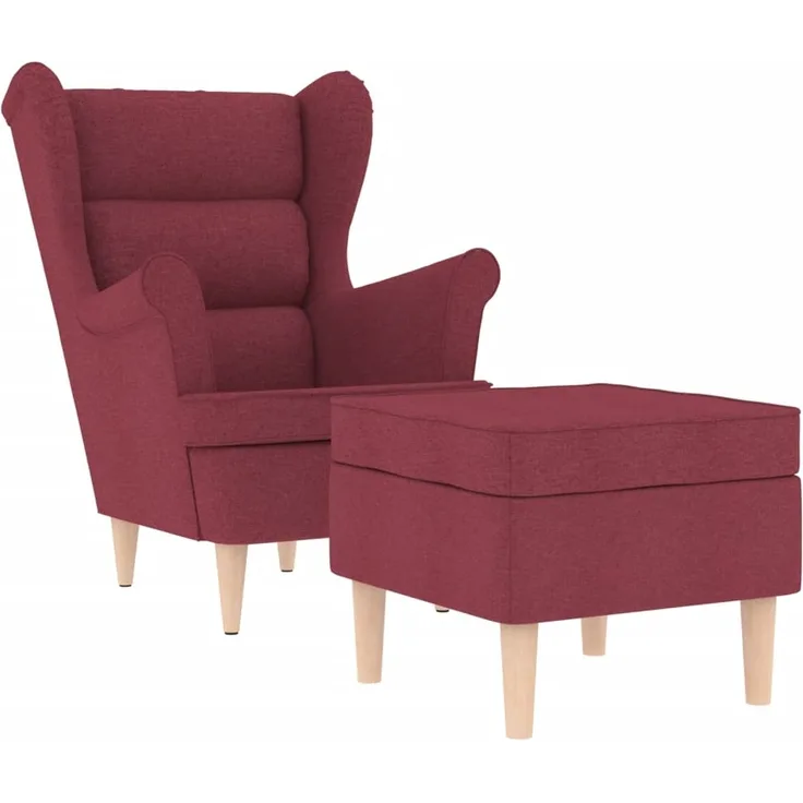 vidaXL Sessel mit Fußhocker Weinrot Stoff 3307992