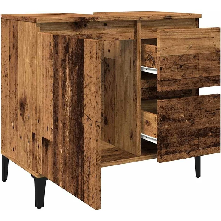 Waschbeckenunterschrank, Unterschrank Altholz-Optik 65x33x60 cm Holzwerkstoff – Bild 5
