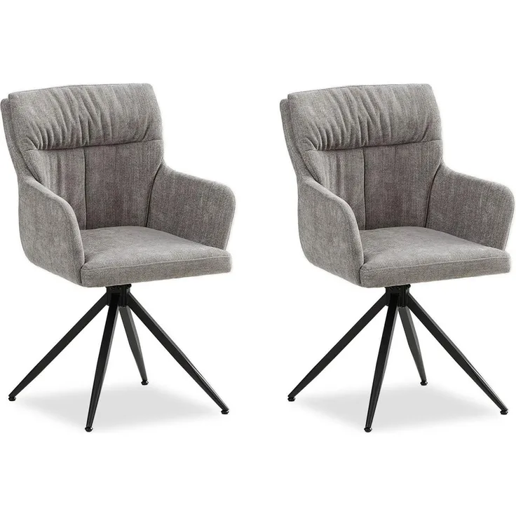 2 Stühle Esszimmer Küchenstühle Leinen Grau Drehstühle Esszimmerstühle Drehbar Esszimmerstuhl mit Armlehne Dreh Sessel Modern Polsterstuhl