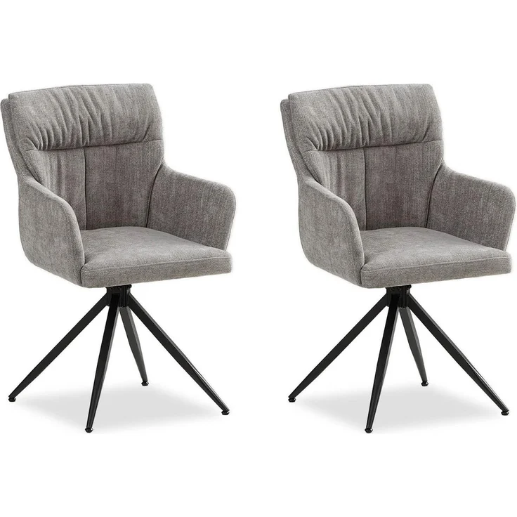 2 Stühle Esszimmer Küchenstühle Leinen Grau Drehstühle Esszimmerstühle Drehbar Esszimmerstuhl mit Armlehne Dreh Sessel Modern Polsterstuhl – Bild 1