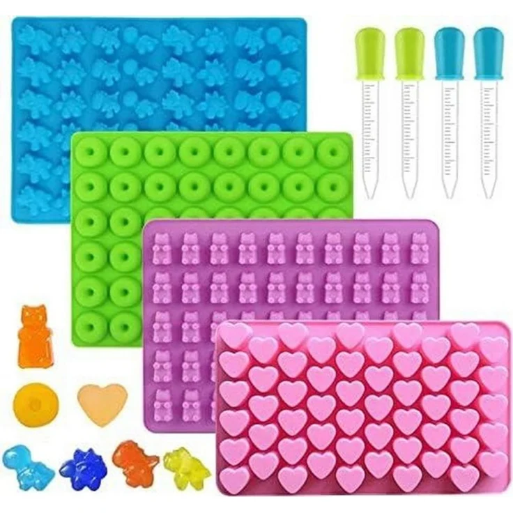 FELIXLEO Silikonform Silikon Gummibärchen Formen mit Pipetten, (4-tlg) – Bild 4