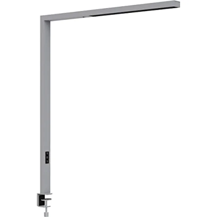 MAUL MAULsirius Schreibtischlampe, silber, 27 / 52 W mit Touchpanel, Tageslichtsensor und Tischklemme