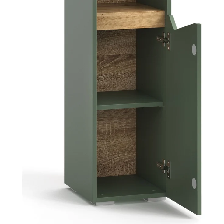 Badschrank Marelle Grün/Artisan 30 x 180 cm mit Türen und offenen Fächern Vicco – Bild 5