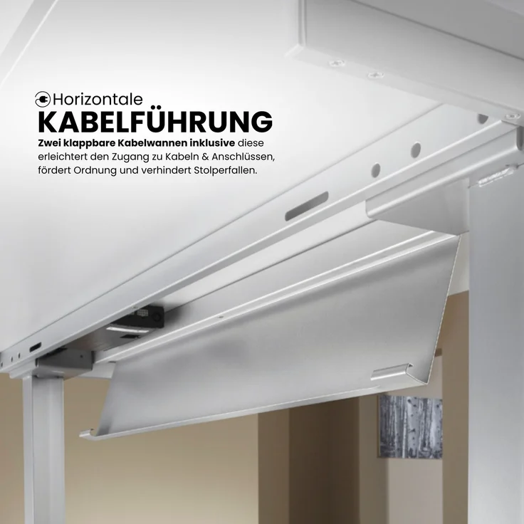bümö Eckschreibtisch elektrisch höhenverstellbar L-Form: 180 x 220 cm in Nussbaum, Gestell graphit - Stehschreibtisch mit Memory-Steuerung, elektrischer XXL Schreibtisch für die Ecke, XDSMW-1914-N-G – Bild 7