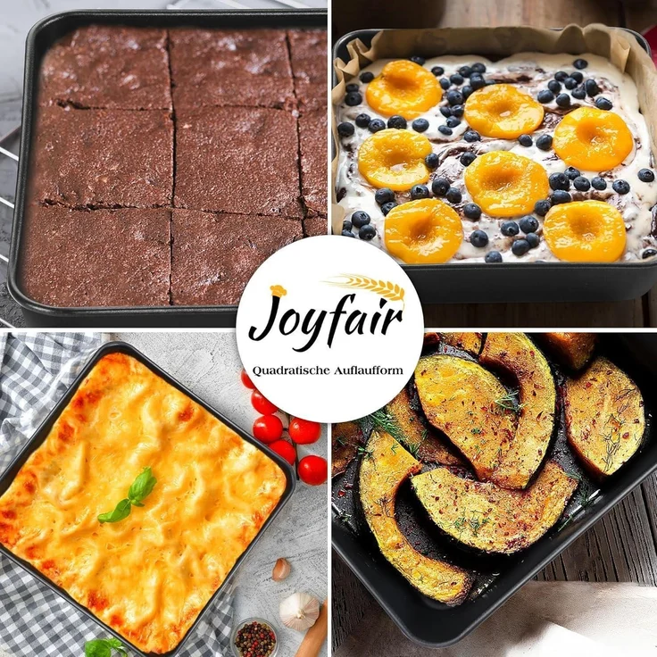 Joyfair Quadratische Kuchenform 2er Set Edelstahl Antihaft 21x21x5 cm Brownie – Bild 7