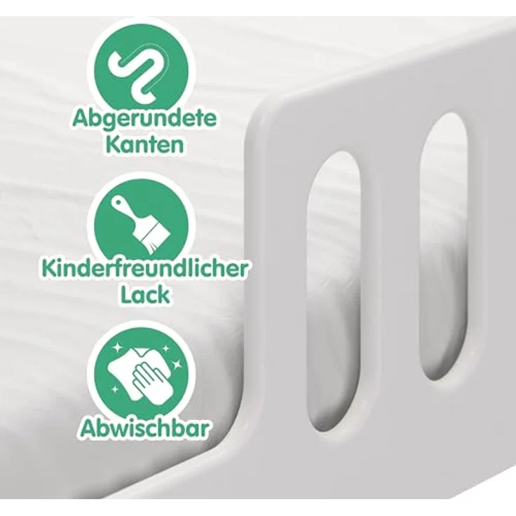 CADANI LARS 2in1 Kinderbett Jugendbett 120x200 cm Weiß, Rausfallschutz abnehmbar, Zum Jugendbett umbaubar – Bild 6