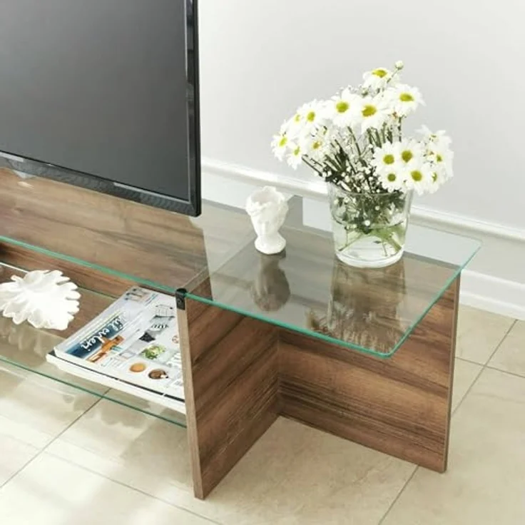Dmora TV-Schrank Erinyes 158x35x40h cm Braun 2 Regale, 1 Fach – Bild 6