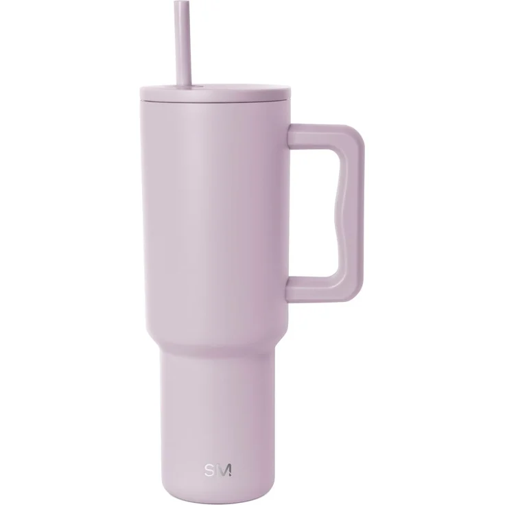 Simple Modern Thermobecher mit Strohhalm und Griff | Isolierter Edelstahl-Trinkbecher Eiskaffee-Reisebecher | Geschenke für Frauen und Männer | Trek | 1180ml | Lavender Mist