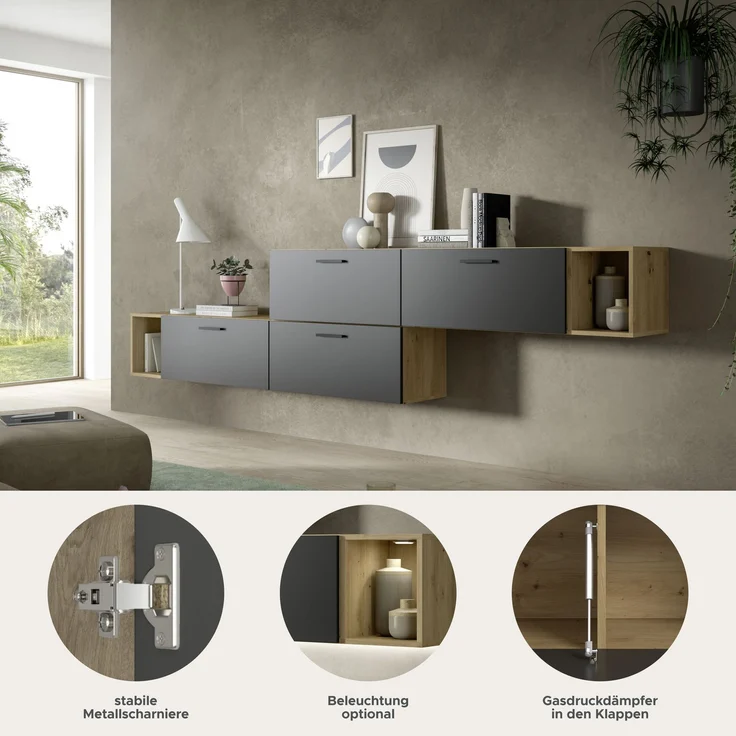 The One Wohnkombination in Basalt grau Nachbildung – Bild 6