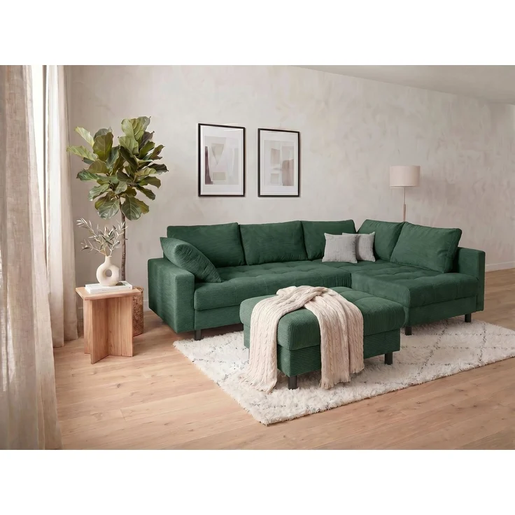 COLLECTION AB Ecksofa Toni L-Form 274 cm, Set: Sofa & Hocker, 2 Zierkissen, Bonell-Federkern – Bild 1