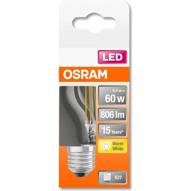 OSRAM Filament LED Lampe mit E27 Sockel, Tropfenform, Warmweiss (2700K), 6 W, Ersatz für 60-W-Glühbirne, LED Retrofit CLASSIC P +, 10er-Pack – Bild 2