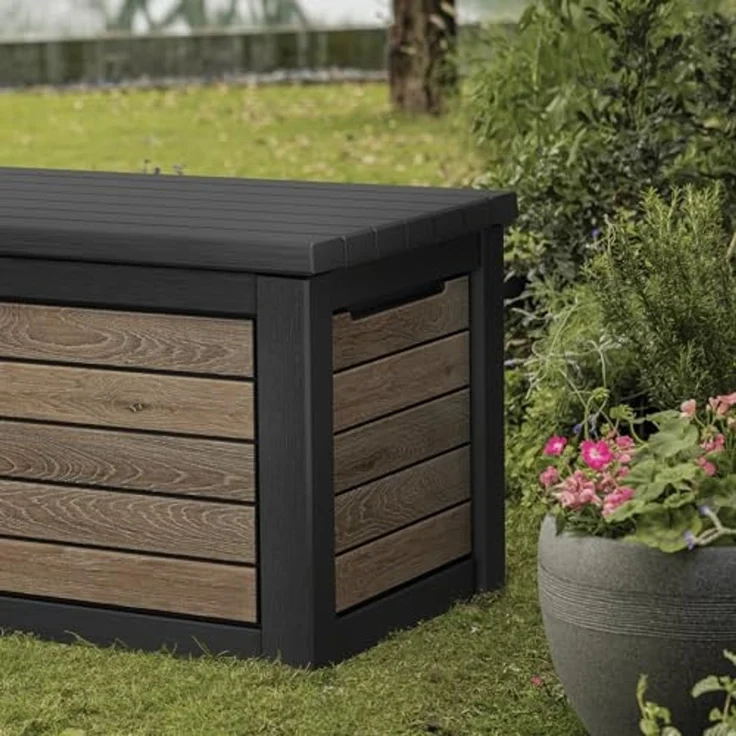 Keter Gartenbox "NORTHWOOD" 623L 157x72x69cm Deckel bis 270kg belastbar, abschließbar – Bild 2