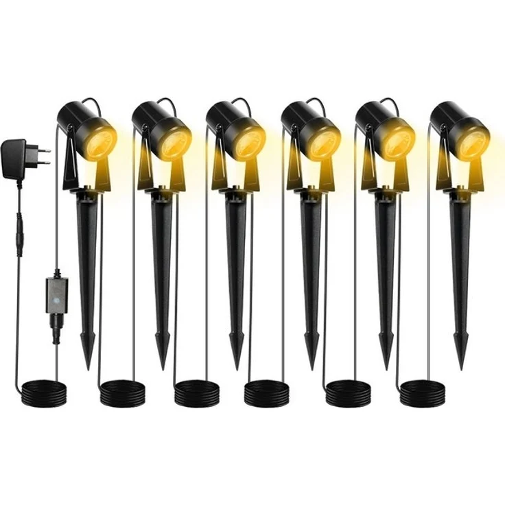 Clanmacy Gartenstrahler LED Gartenstrahler mit Erdspieß 6er Set Außenstrahler Gartenlampe IP65 – Bild 4