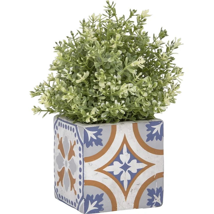 esschert design Blumentopf, Blumentopf Portugiesische Kacheln Beton 11,5x11,5xH11,5cm – Bild 1