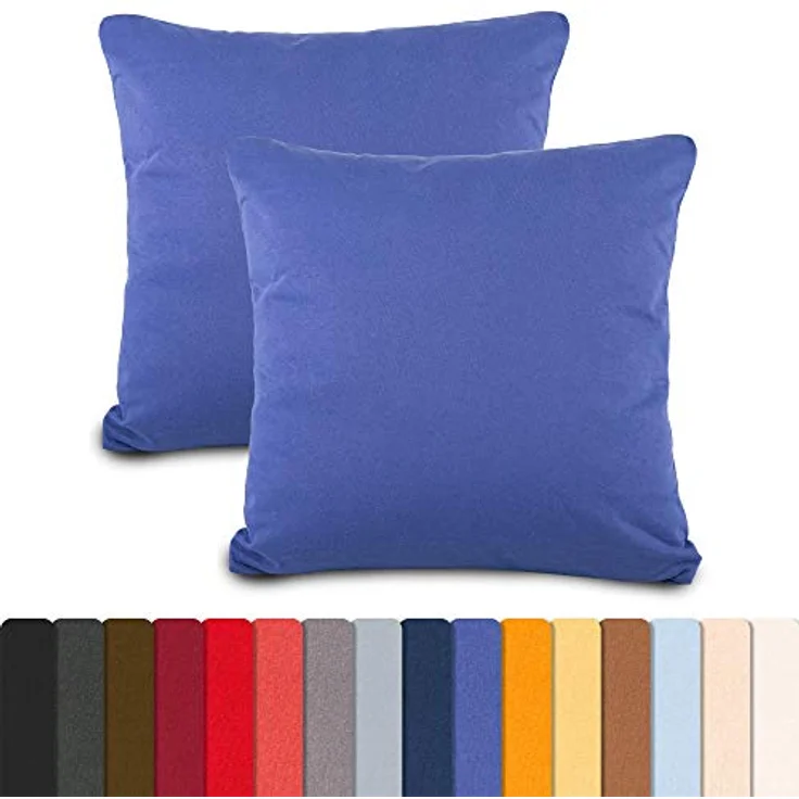aqua-textil Classic Line Baumwoll Kissenbezug 2er-Set 40 x 40 cm royal blau Kissen Bezug Reißverschluss Jersey Kissenhülle – Bild 3