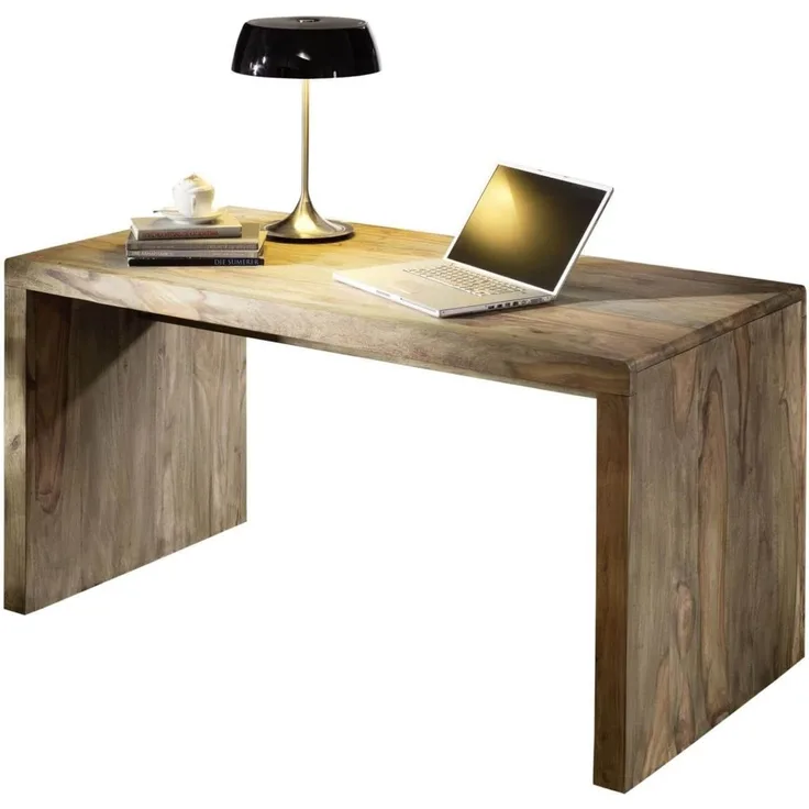 Schreibtisch Sheesham 148x75x78 grau geölt NATURE GREY #710