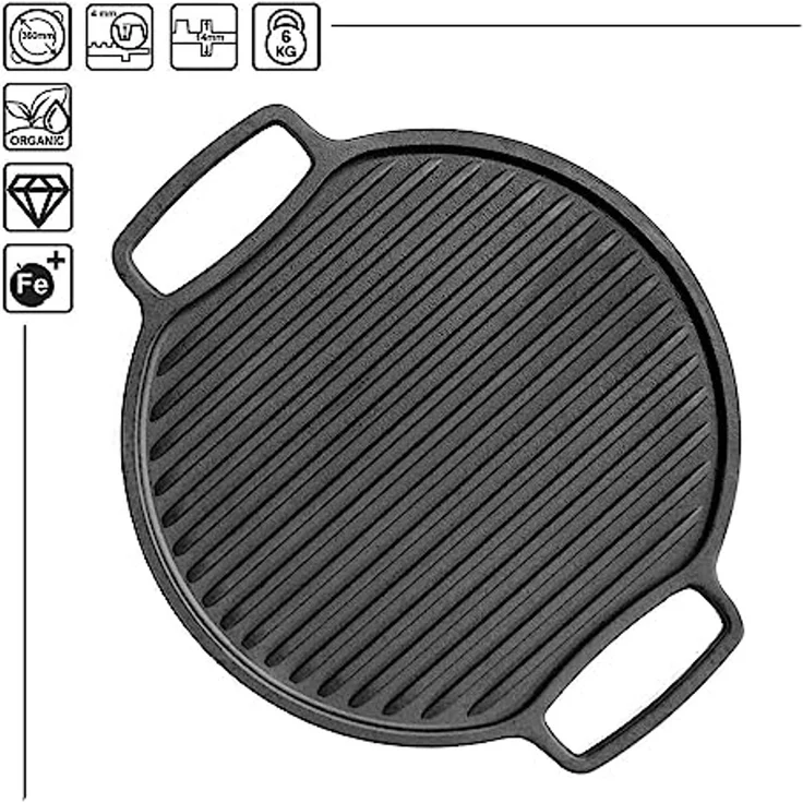4BIG. fun Grillplatte, geriffelt, Gusseisen schwarz, 36,0 cm – Bild 5