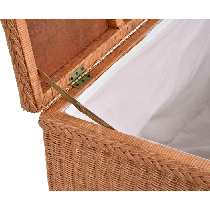 Krines Home Truhe Große Rattantruhe MAX Wäschetruhe mit Deckel Natur Rattan Truhe, Aufbewahrung XXL 115x55x55cm – Bild 7