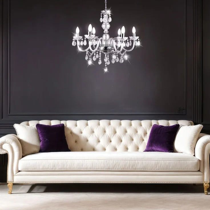 Kronleuchter, Lüster, Kristalle, klar, 5-flammig, H 128 cm – Bild 5