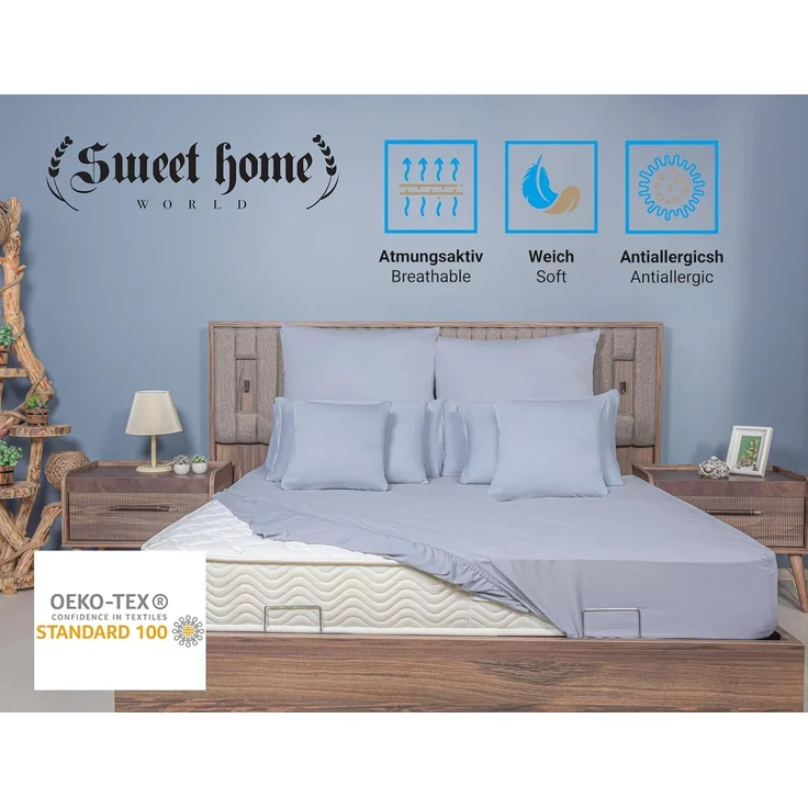 Spannbettlaken Jersey 90x200cm 100% Baumwolle Boxspringbetten und alle Betten bis 25 cm Grau – Bild 5