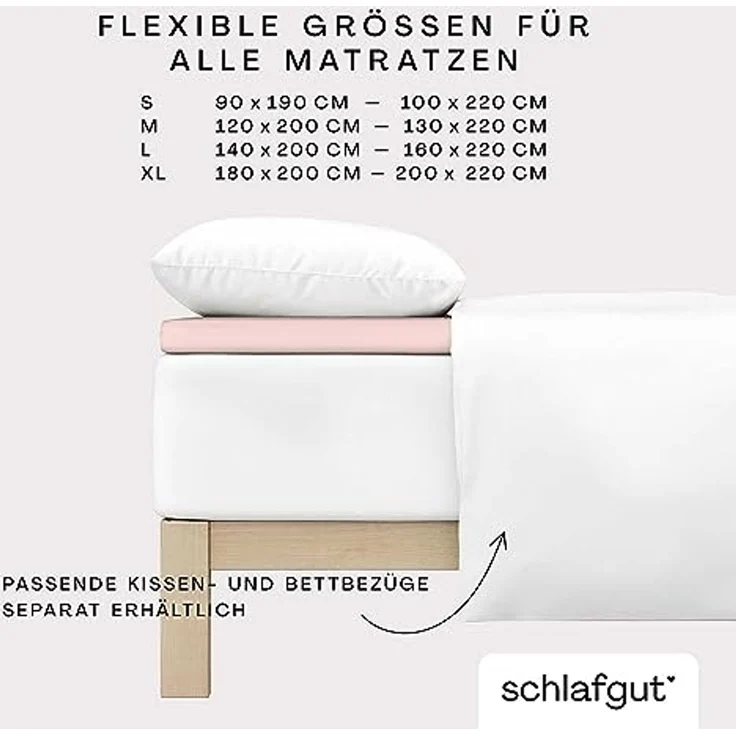 Schlafgut 'PURE TOPPER' Spannbettlaken, für Topper bis 10 cm Höhe, Purple Light, M 120x200cm - 130x220cm, 100% Bio-Baumwolle – Bild 4