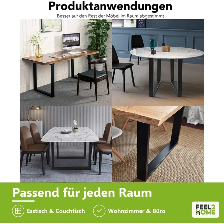 Tischuntergestell 90x72cm Möbelfüße Schwarz Tischbeine Industrie Bankkufen Stahl – Bild 3