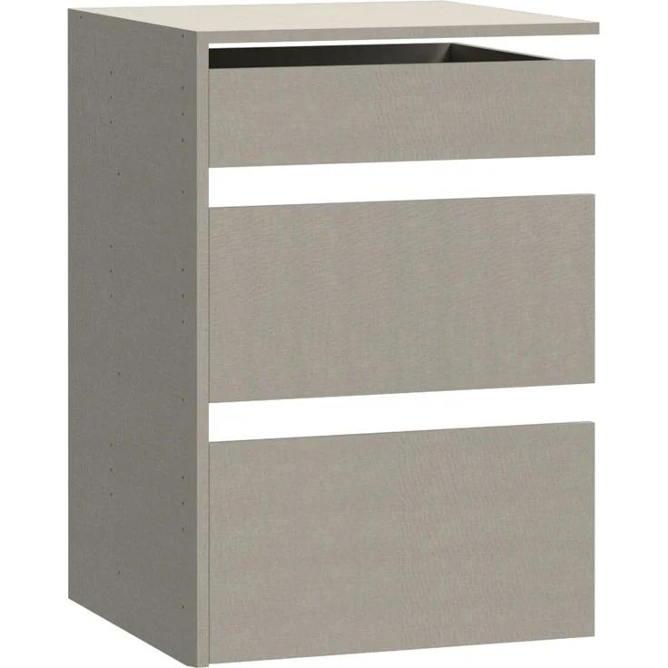 Forte SCHACH & MATT 2 Schubladenblock mit 3 Schubladen, Innenkommode für Kleiderschrank, Holzwerkstoff, Grau Textilnachbildung, 53,5 cm breit x 78,2 cm hoch x 52,7 cm tief – Bild 2