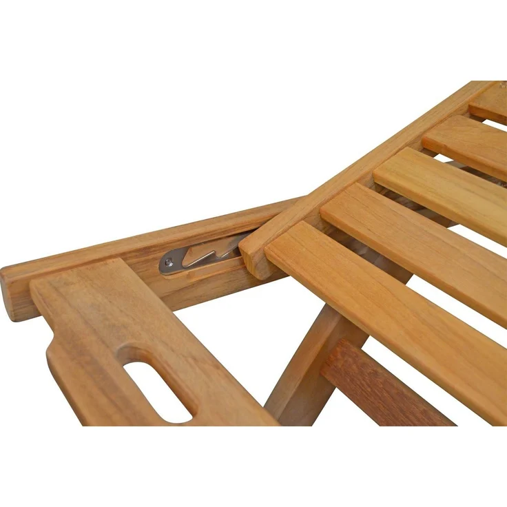 Kai Wiechmann Gartenliege Hochwertige Teak Sonnenliege mit Knick als stilvolle Relaxliege, verstellbare Teak-Liege mit Rädern und Tablett – Bild 2