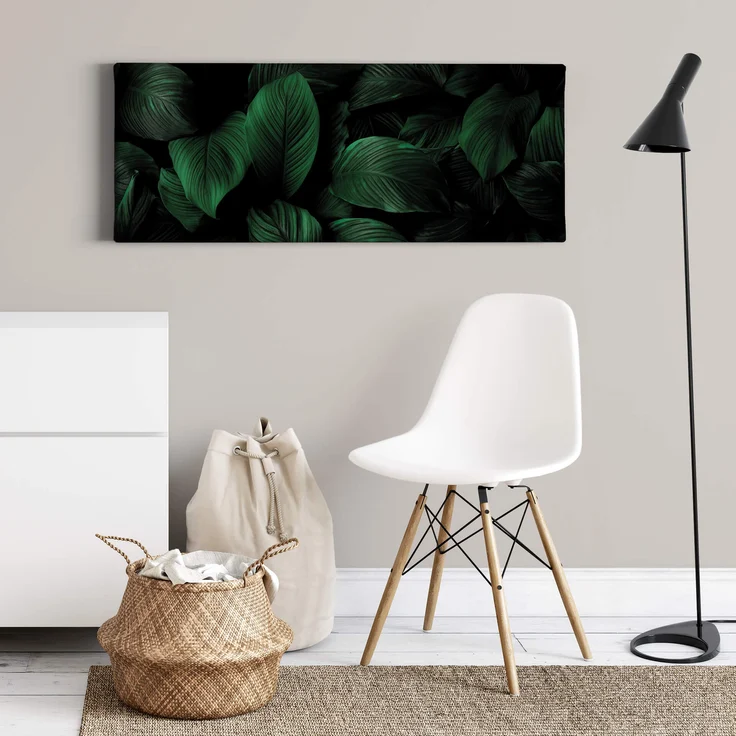 Leinwandbild Palmenblatt Grün Schwarz 100x40 DD123224 Wandbild Leinwand – Bild 2