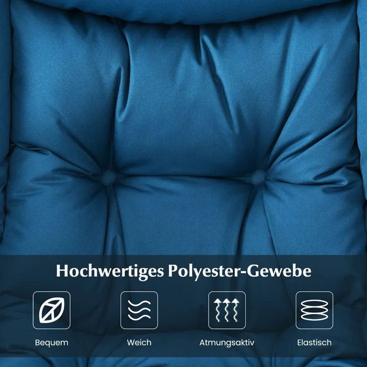 Sessel mit Hocker & Armlehnen & Seitentasche & Fußstütze Relaxsessel Ohrensessel Blau