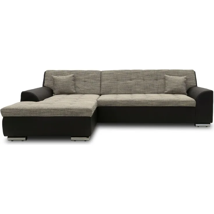 DOMO Collection Treviso, Ecksofa, Webstoff/Kunstleder weißgrau/schwarz, 178 x 240 cm