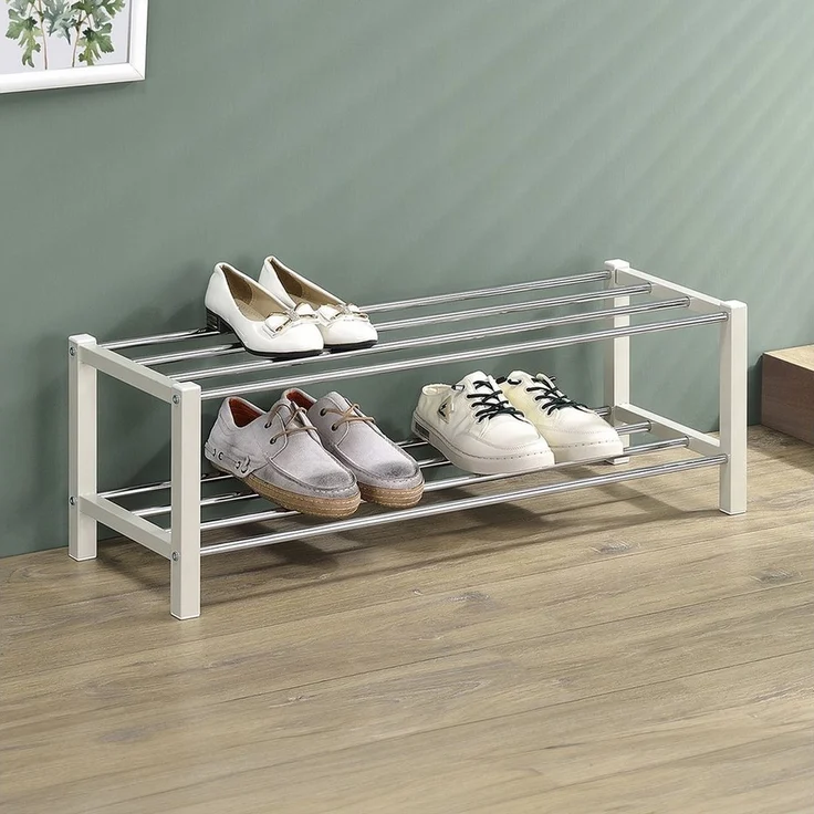 IDIMEX Schuhregal DUBLIN, Schuhständer mit 2 Ablagen, 90cm breit Schuhaufbewahrung Metall beige – Bild 1