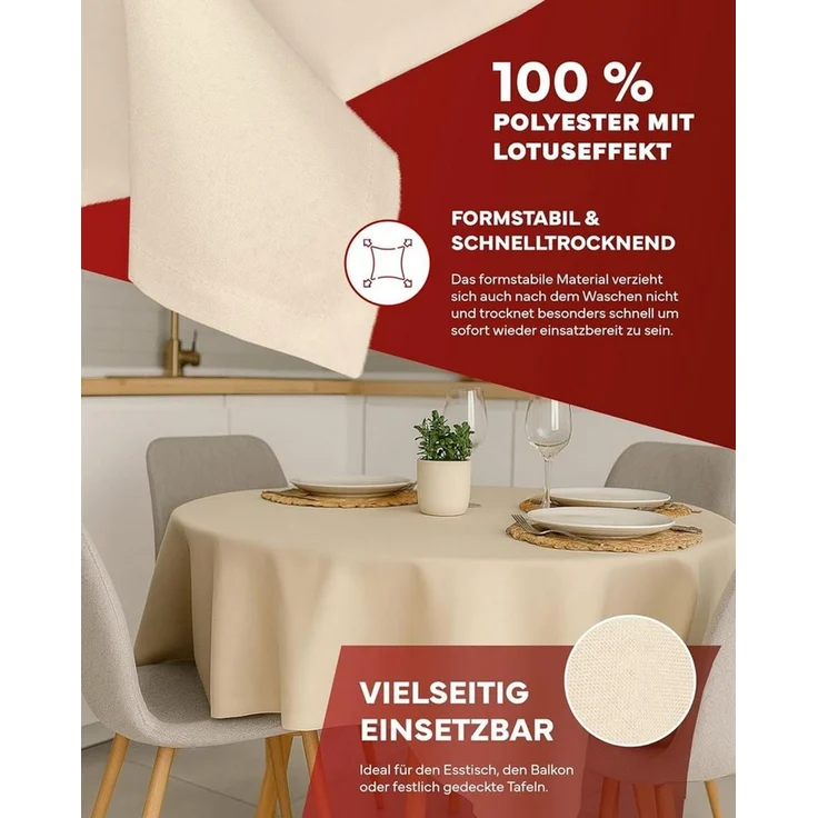 texpot Tischdecke Lotuseffekt Leinenoptik Bügelfrei Fleckschutz wasserabweißend (1-tlg) – Bild 3