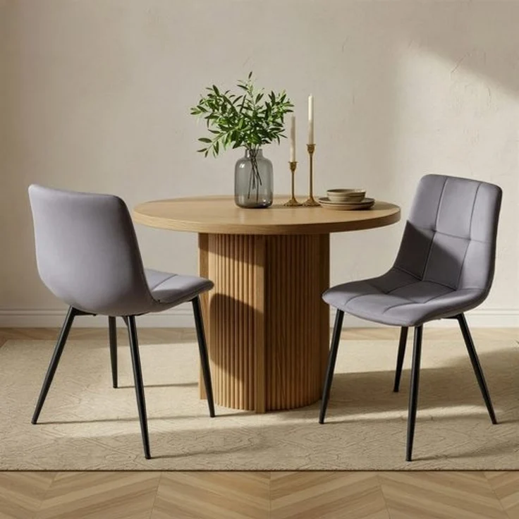 VASAGLE Küchenstühle gepolstert, Esszimmerstühle Samt, moderner Sessel mit verstellbaren Füßen, für Wohnzimmer, 4er Set, grau – Bild 3