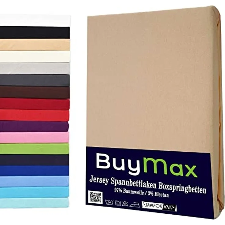 Buymax® Wasserbett Spannbettlaken Stretch 180x200-200x220 cm für Wasserbetten und Boxspringbetten Bettbezug für Matratzen bis 35 cm Matratzenhöhe, Beige Sand – Bild 1